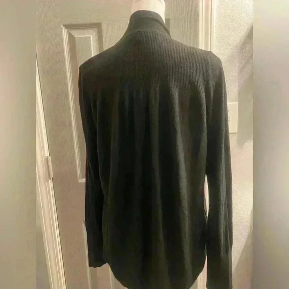 Loft black open cardigan has ribbing on hem cuffs and top back women’s size 14 - Picture 4 of 7
